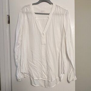 Velvet by Graham & Spencer White Long-sleeved Button Blouse